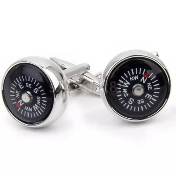 French Shirt Real Working Compass Cuff Links